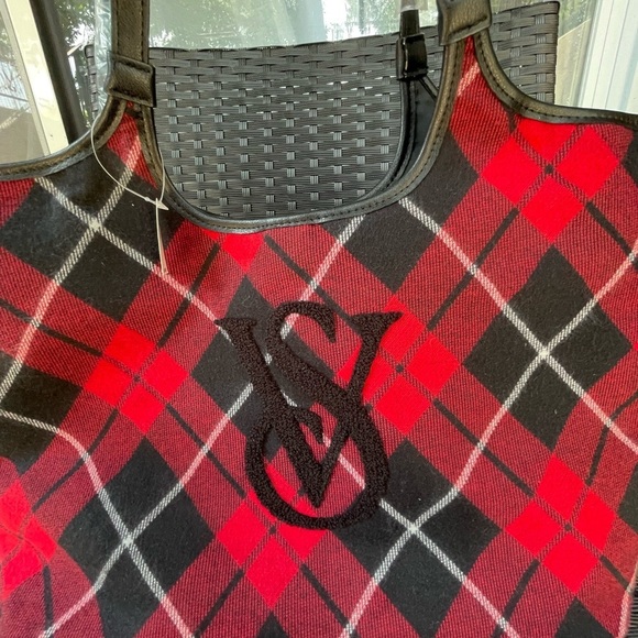 Victoria's Secret Red and Black Plaid Tote, Tote Bag,victoria’s Secret Tote Bag - Picture 9 of 14